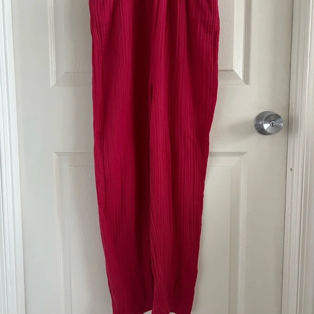 Free People Magenta Ribbed Jumpsuit
